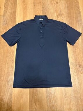 Collars & Co Dress Collar Polo Men’s L Navy Blue Button Down Performance Golf